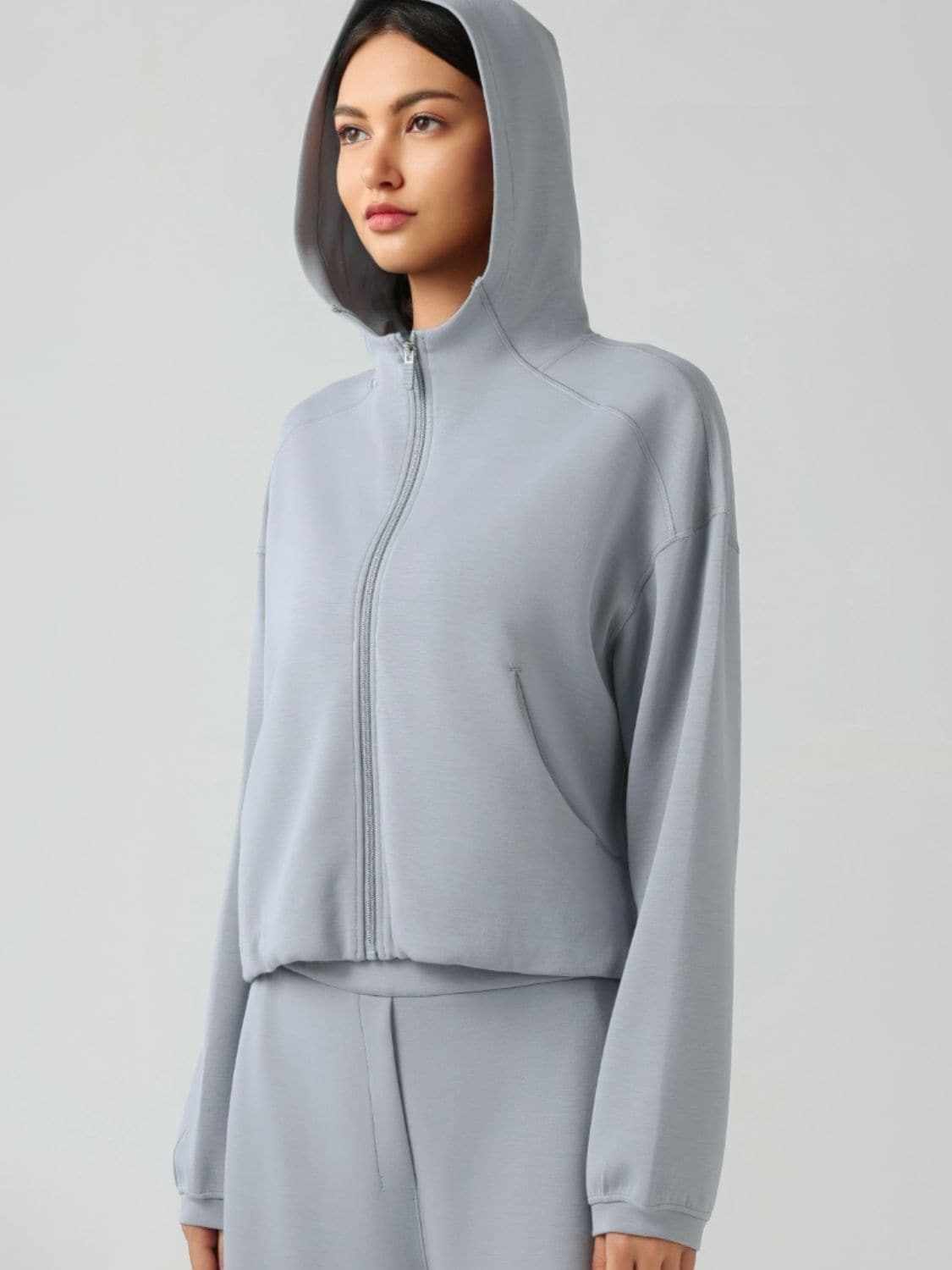 Hooded zip sweatshirt with pockets - Love Salve